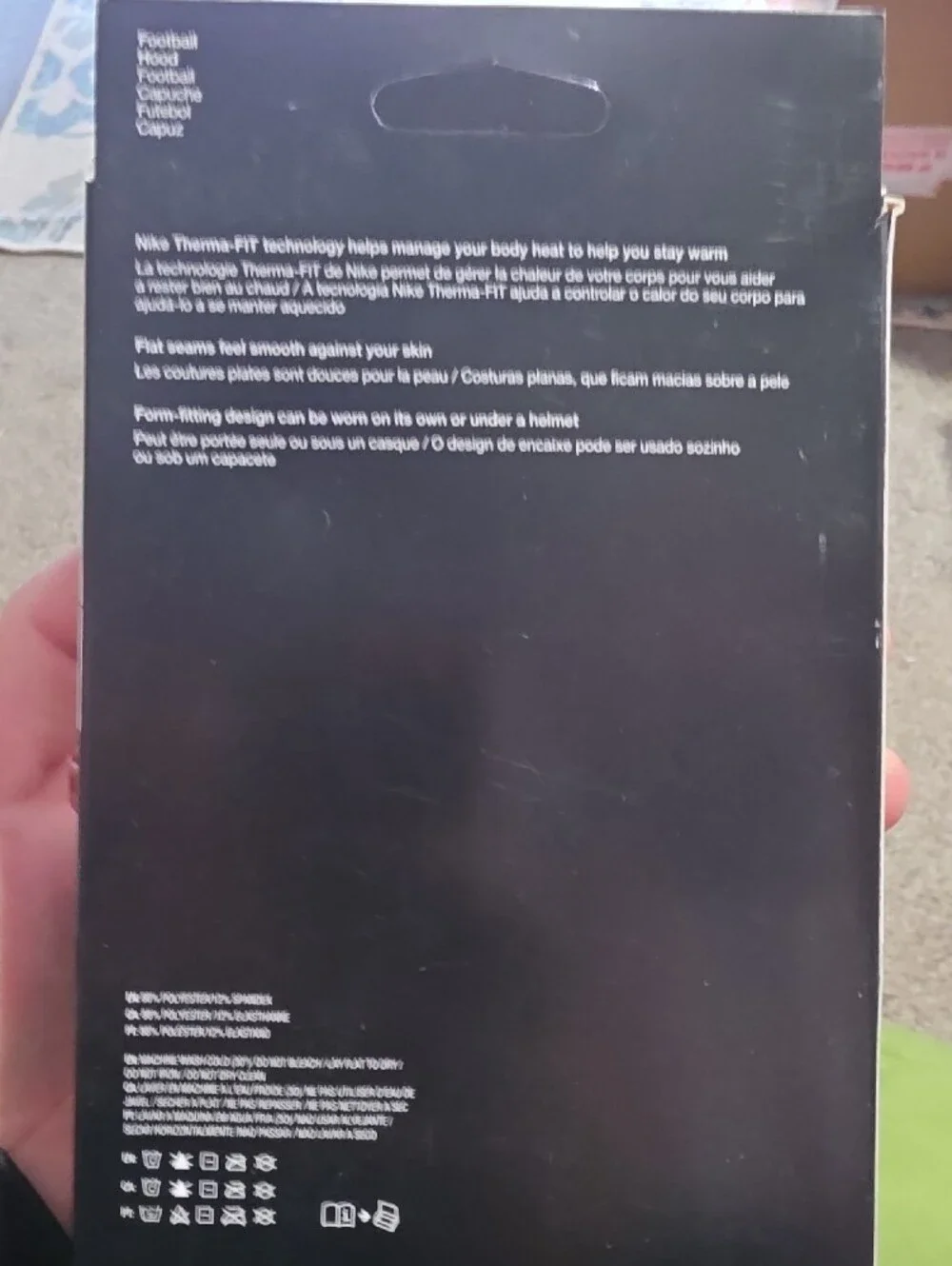 Nike Black Hood Packaging with White Text